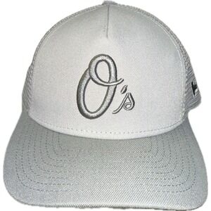 Baltimore Orioles All Gray Mesh Trucker Hat Cap SnapBack New Era 9Forty Cool Era